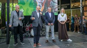 Opening ceremony of the 94th annual Prague Zoo celebration. From right: Deputy Mayor of Prague for the Environment Jana Komrsková, Mayor of Prague Bohuslav Svoboda, Director of Prague Zoo Miroslav Bobek and moderator Jan Kovařík. Photo: Petr Hamerník, Prague Zoo