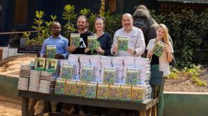 Hundreds of Gorilla Tales and new educational brochures entitled The Little Gorilla were handed over to representatives of Ape Action Africa at the Méfou Rescue Station. From right: head of in situ projects at Prague Zoo, Kristýna Čechlovská, Prague Zoo’s director, Miroslav Bobek, director of Ape Action Africa Rachel Hogan, project manager at Ape Action Africa, Arend Van Blerk, and Prague Zoo’s coordinator of the Wandering Bus, Jocelyn Aubery Ewane. Photo Lenka Janochová, Prague Zoo 