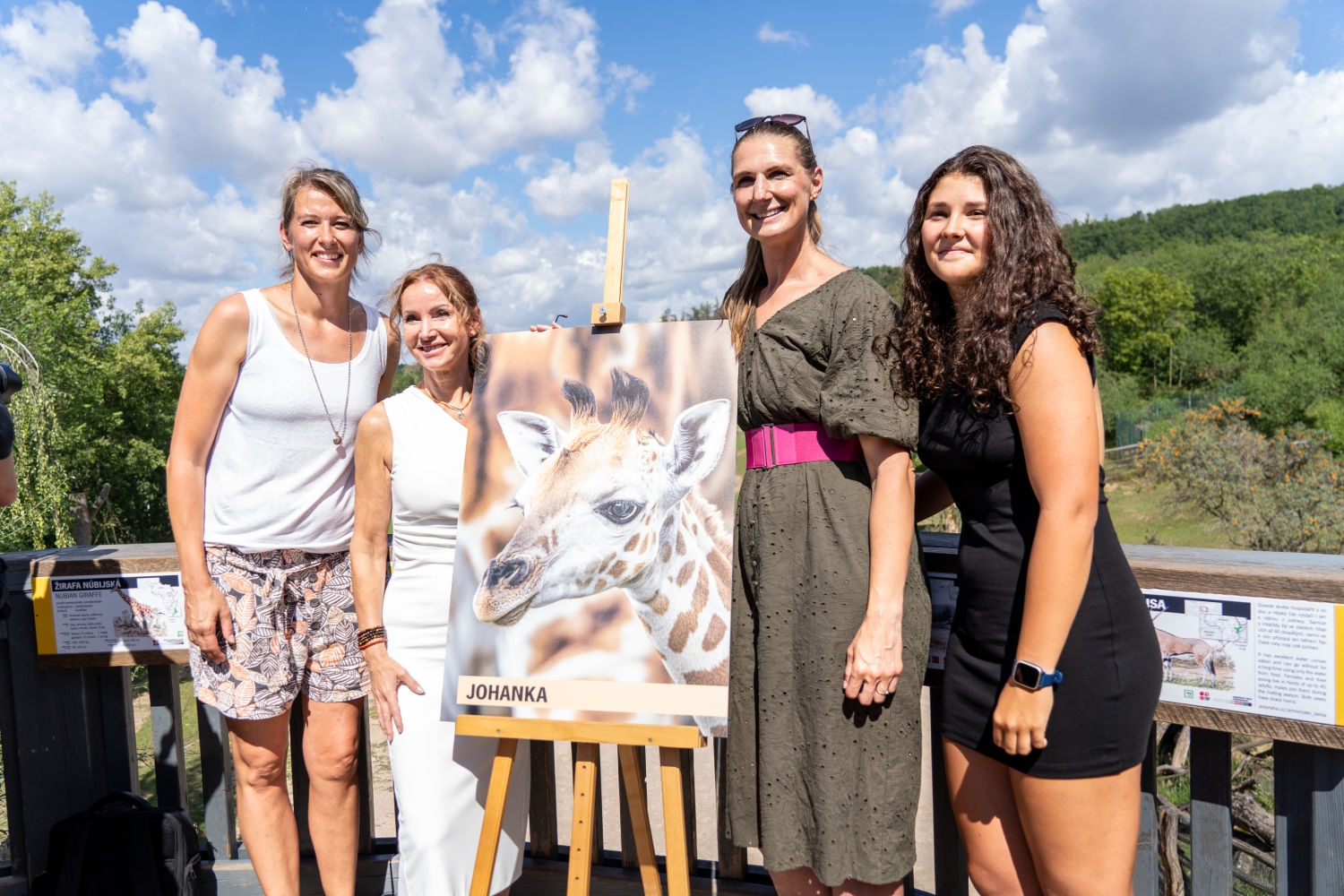 The godmothers are the Czech basketball players who won silver medals at the World Championships. From right: Karolína Cahová, Ilona Burgrová, Michaela Veselá from the Czech Basketball Federation and basketball player Ivana Večeřová. Photo Oliver Le Que, Prague Zoo